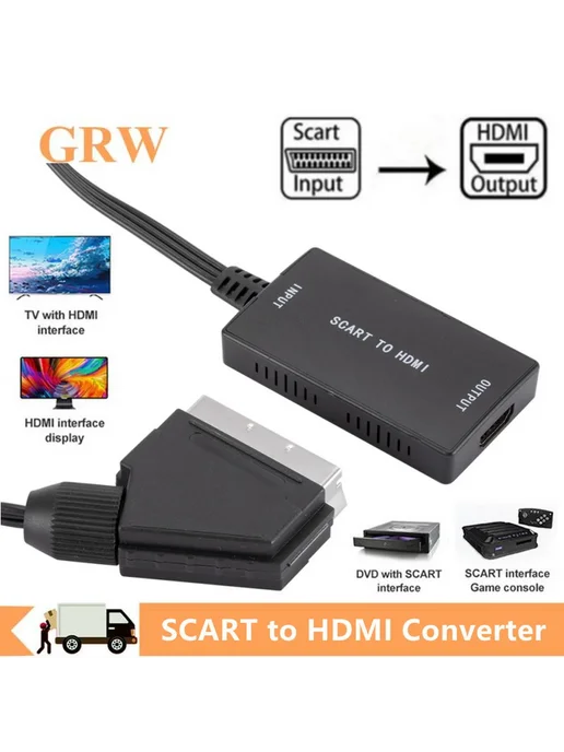 GRWIBEOU SCART to HDMI Конвертер, черный, фото 2