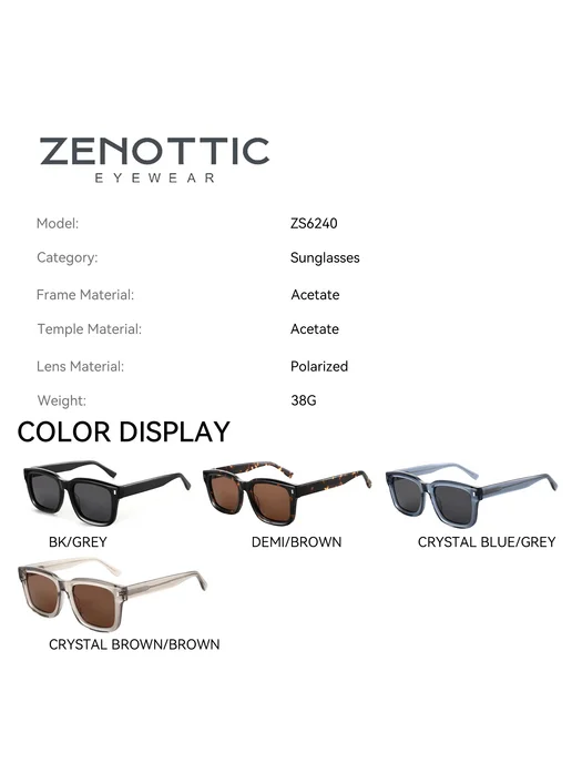 ZENOTTIC Черные поляризованные солнцезащитные очки Z 2026, черный, фото 4