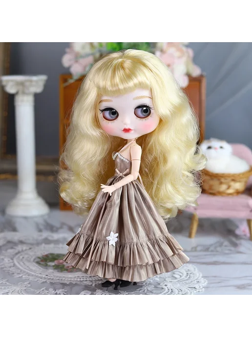 Нет бренда Фиолетовое платье для куклы Blyth 1 6, белый, фото 6