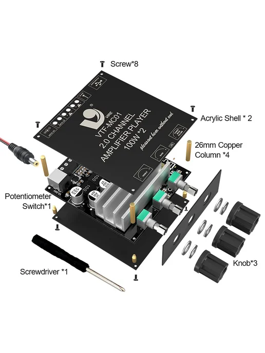 VIRE Bluetooth 5.3 TPA3116 Усилитель мощности 2*100 Вт, 2x100, 100 Вт, фото 7