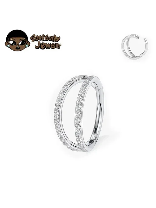 ZOORBODY JEWELRY Серьги-кольца для пирсинга, титан, 16G 1.2x12mm, Titanium Co, 16 г