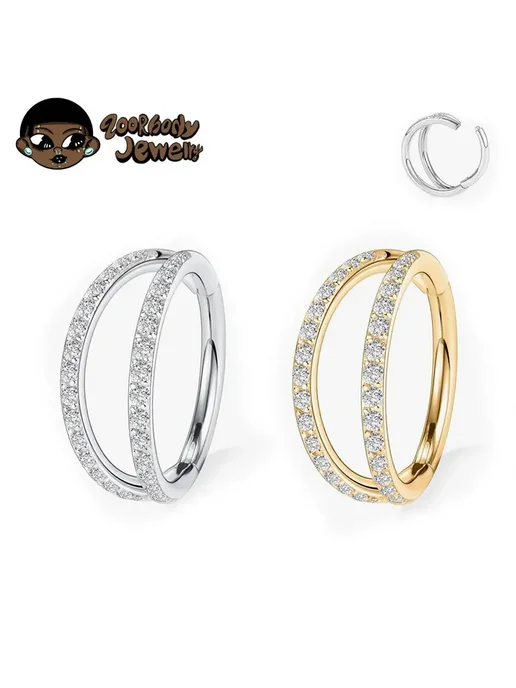 ZOORBODY JEWELRY Серьги-кольца для пирсинга, титан, 16G 1.2x12mm, Titanium Co, 16 г, фото 2