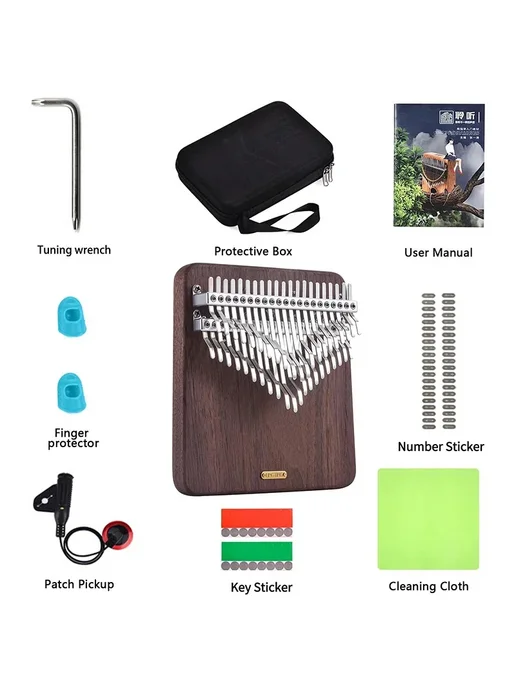 Нет бренда Kalimba 42 Key Chromatic, Черный орех, черный