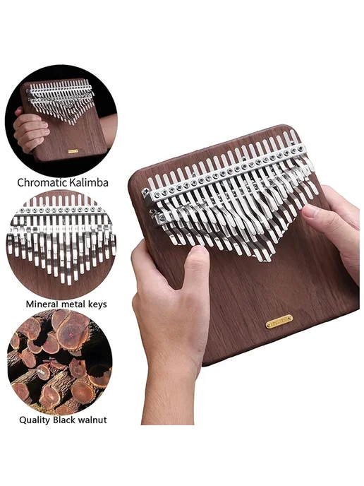 Нет бренда Kalimba 42 Key Chromatic, Черный орех, черный, фото 5