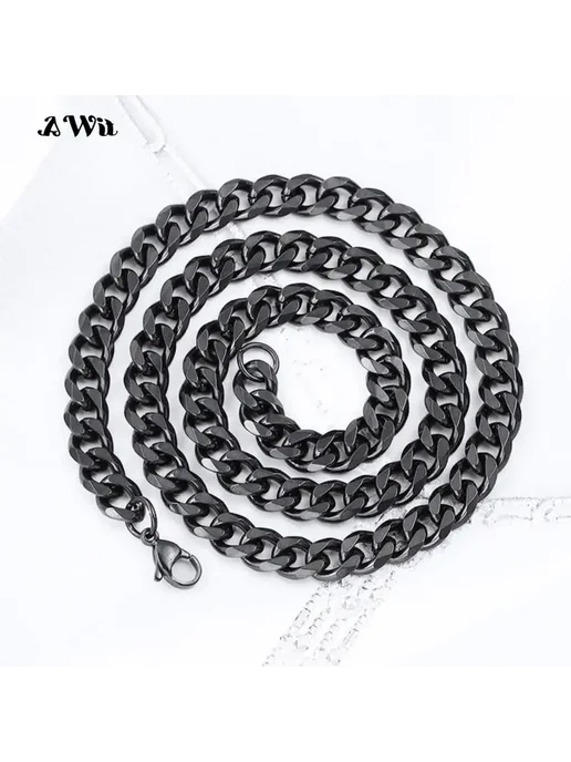 Awit Золотая кубинская цепочка из нержавеющей стали 20inch 50cm, золотой, фото 5