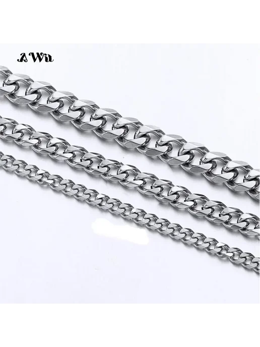 Awit Золотая кубинская цепочка из нержавеющей стали 28inch 70cm, черный, фото 2