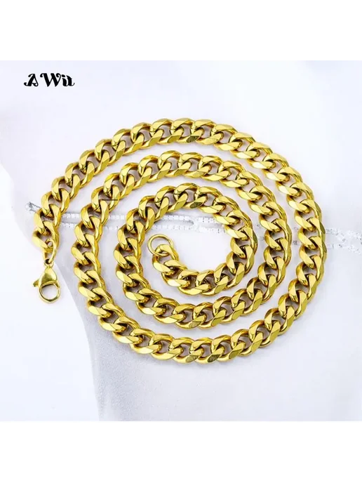 Awit Золотая кубинская цепочка из нержавеющей стали 28inch 70cm, черный, фото 4