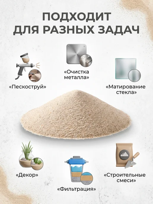 Кварцевый песок для пескоструя фракция 0,1-0,2, 7,5 кг, 7,5 кг, фото 5