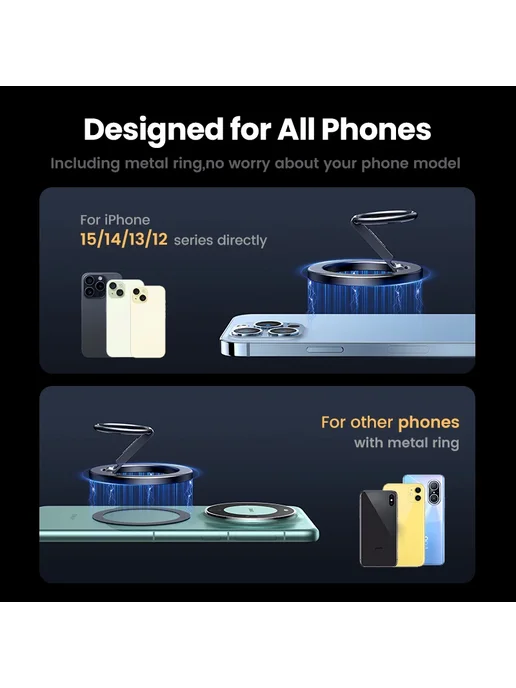 UGREEN Магнитное кольцо-держатель для телефона Magsafe iPhon, зеленый, фото 5