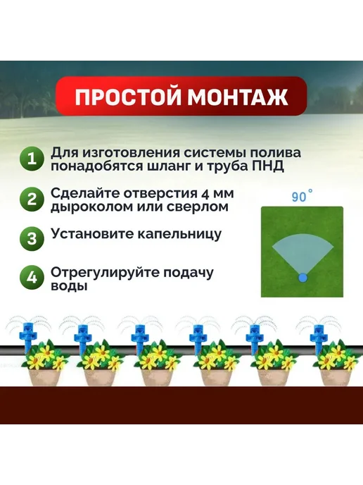 Капельница для капельного полива, ABS пластик, 100 шт, 100 шт, фото 4