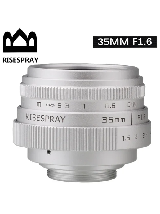 RISESPRAY Мини-объектив 35мм f 1.6 M4 3 серебристый, серебристый, фото 5