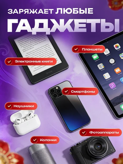 Maimi Повербанк 20000 мощный с быстрой зарядкой пауэр банк, белый, фото 6