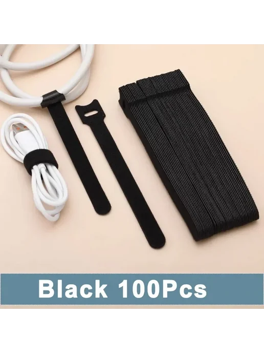 Нет бренда 100 шт. Черные кабельные стяжки Nylon 10x150 мм, 10x150 мм, 100 шт