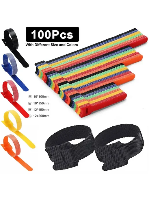 Нет бренда 100 шт. Черные кабельные стяжки Nylon 10x150 мм, 100 шт, фото 2