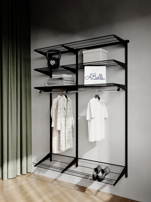 A'Belle Гардеробная система с обувницей Abelle B-637-3 белый, черный, фото 4
