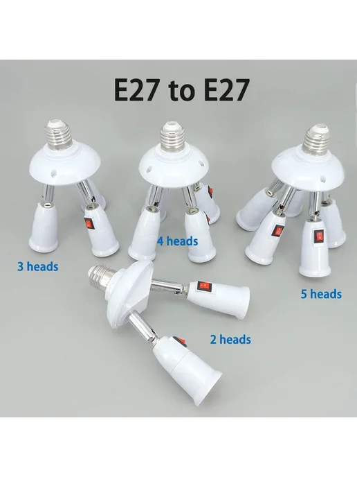 QvvCev Разветвитель ламп E27, 3 головы, белый, белый, фото 3