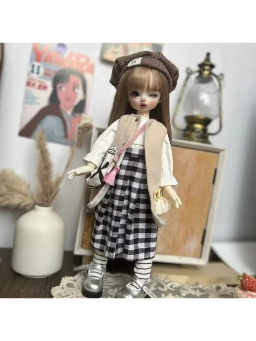 Нет бренда Комплект одежды для куклы BJD 30 см, черный, черный