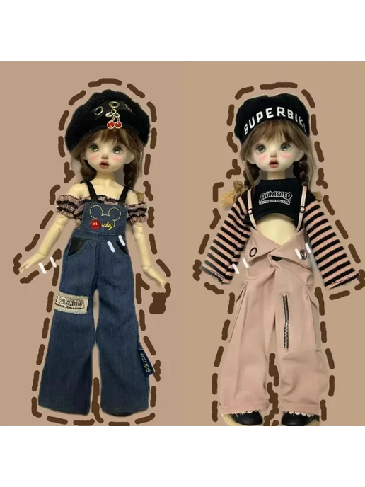 Нет бренда Комплект одежды для куклы BJD 30 см, черный, черный, фото 2
