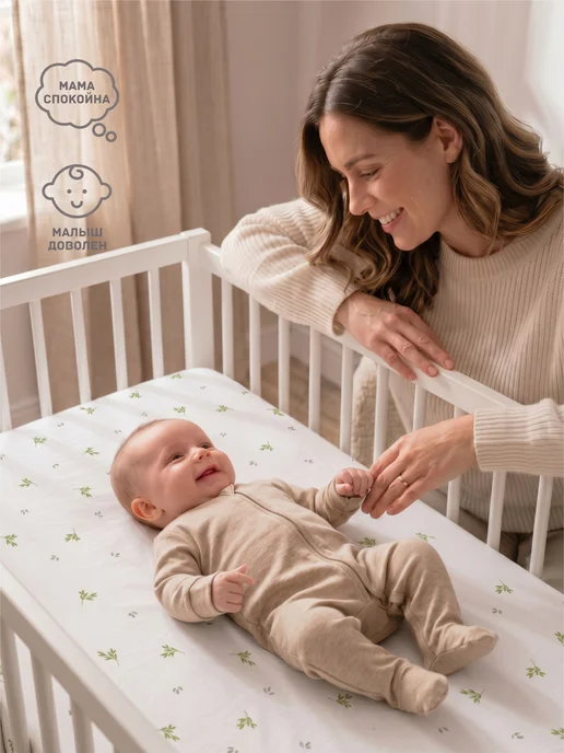 BabyGood Трикотажная простыня на резинке детская 50х90х9 см, 90x9 см, фото 3