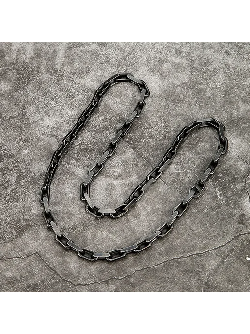 MKENDN Ожерелье мужское из нержавеющей стали, черная цепь 60cm, черный, фото 3