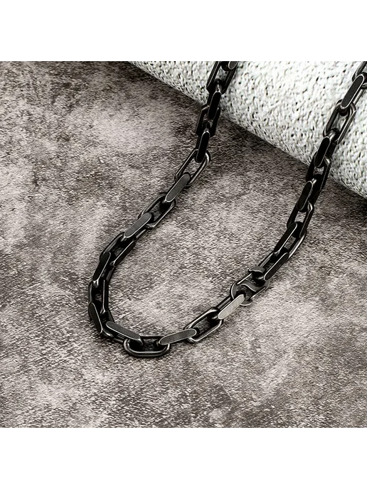 MKENDN Ожерелье мужское из нержавеющей стали, черная цепь 60cm, черный, фото 4