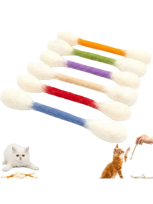 игрушка ватная палочка для кошек, 12 шт, фото 4