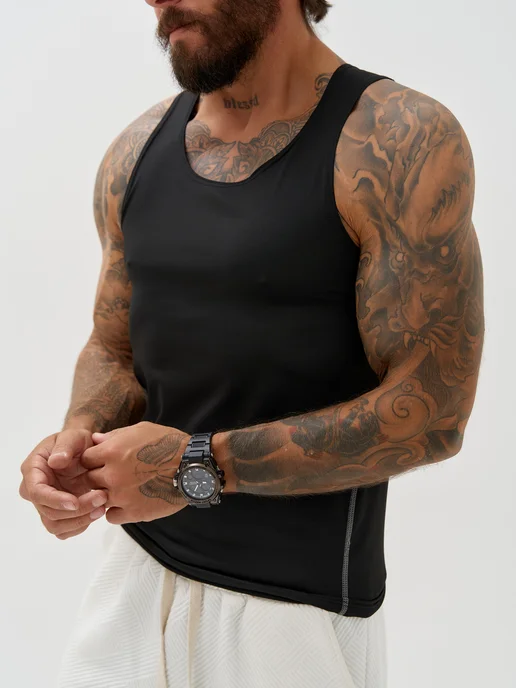 fito_wear Майка борцовка спортивная для фитнеса без рукавов, черный, фото 2