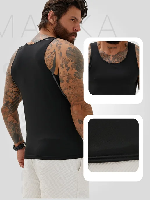 fito_wear Майка борцовка спортивная для фитнеса без рукавов, черный, фото 4