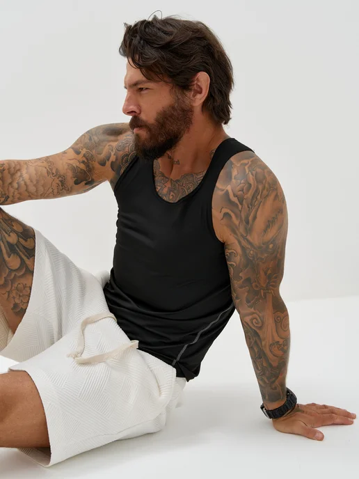 fito_wear Майка борцовка спортивная для фитнеса без рукавов, черный, фото 6