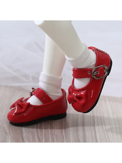Нет бренда Туфли из искусственной кожи для куклы BJD 30 см, красный
