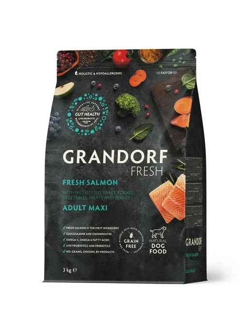 Сухой корм Grandorf' Fresh для собак, крупные, лосось, 3 кг, фото 2