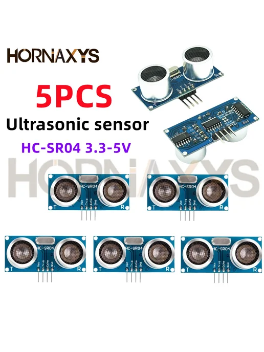 HORNAXYS Ультразвуковой датчик HC-SR04 3.3V-5V 5pcs, 5 шт