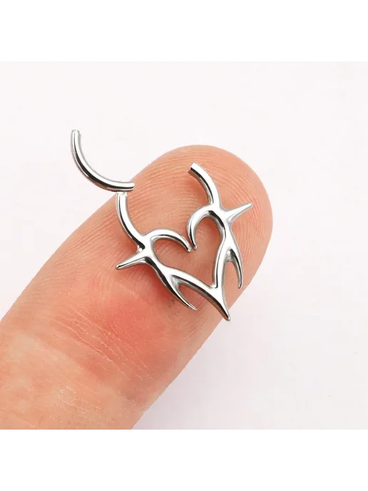 ZOORBODY JEWELRY Пирсинг титановый клык 16G 1.2x10mm Titanium Color, 16 г, фото 6