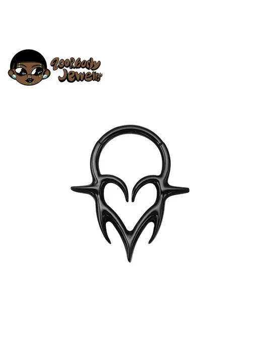 ZOORBODY JEWELRY Черный титановый клык для пирсинга 16G 1.2x8mm PVD-Black, 16 г