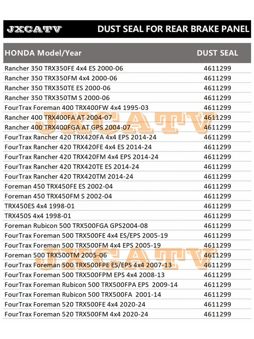 jxcatv Уплотнения заднего тормозного барабана для Honda Rancher Fou, вариант, фото 3