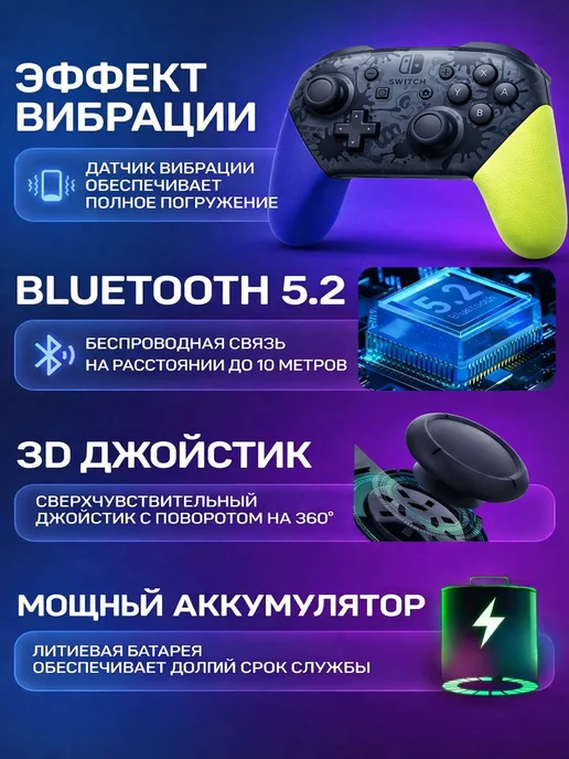 Геймпад Nintendo Switch беспроводной, синий, фото 3