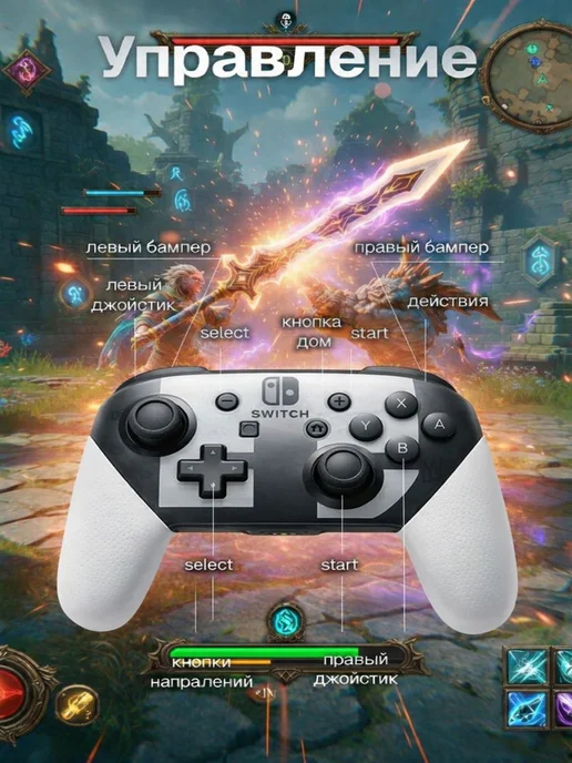 Геймпад Nintendo Switch беспроводной, черный, фото 5