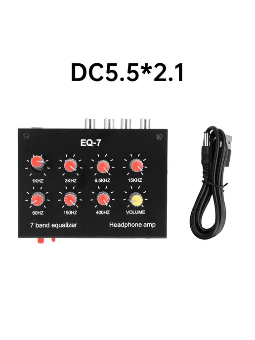 Aideepen EQ-7 7-полосный эквалайзер с усилителем для наушников, DC5.5, черный