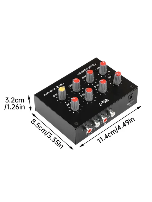 Aideepen EQ-7 7-полосный эквалайзер с усилителем для наушников, DC5.5, черный, фото 5