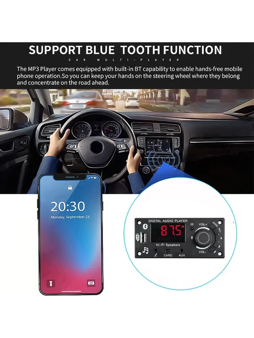 ICANING Автомобильный MP3-плеер Bluetooth 5.0, 100 Вт, Big remote co, 100 Вт, фото 4