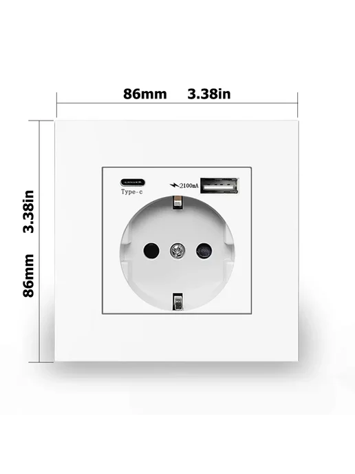 EIOMR Европейская розетка с USB Type-C White, белый