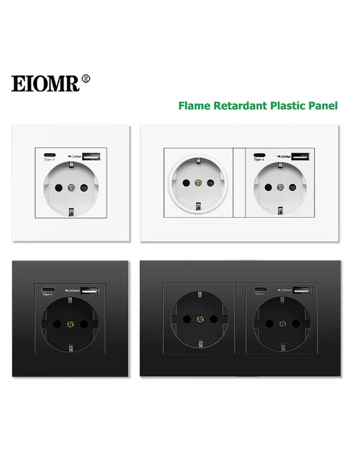 EIOMR Европейская розетка с USB Type-C White, белый, фото 2