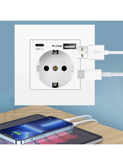 EIOMR Европейская розетка с USB Type-C White, белый, фото 3
