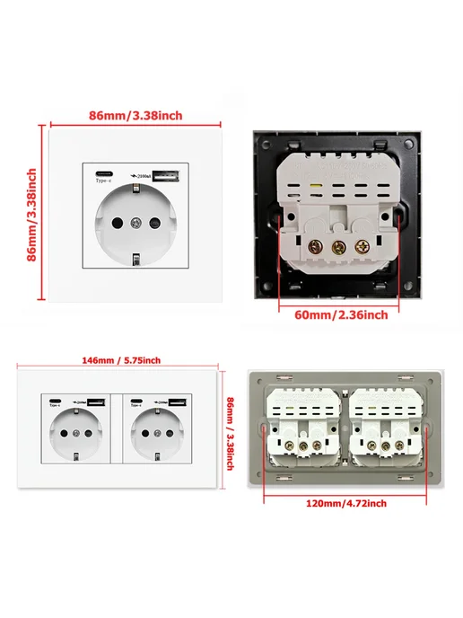 EIOMR Европейская розетка с USB Type-C White, белый, фото 7