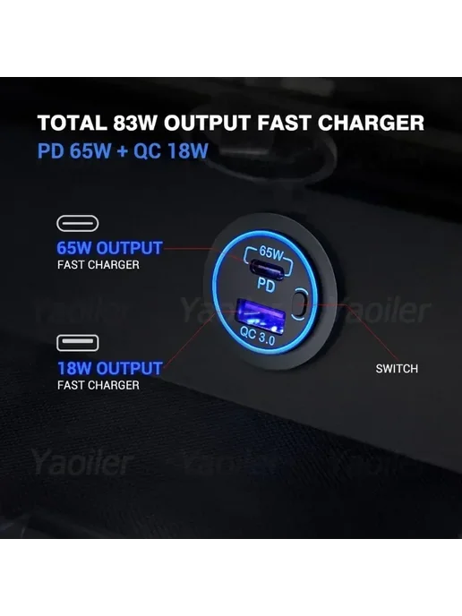 Автомобильная зарядка для телефона 2 USB 2.4A Defender / быстрая зарядка QC3.0 в прикуриватель в автомобиль, 83 Вт, фото 3