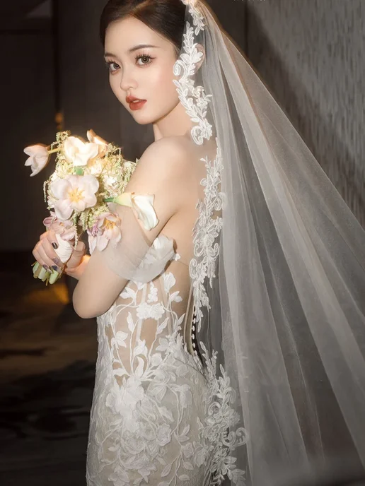 Easttg Бежевая свадебная фата, 300 см, Off White, белый, фото 2