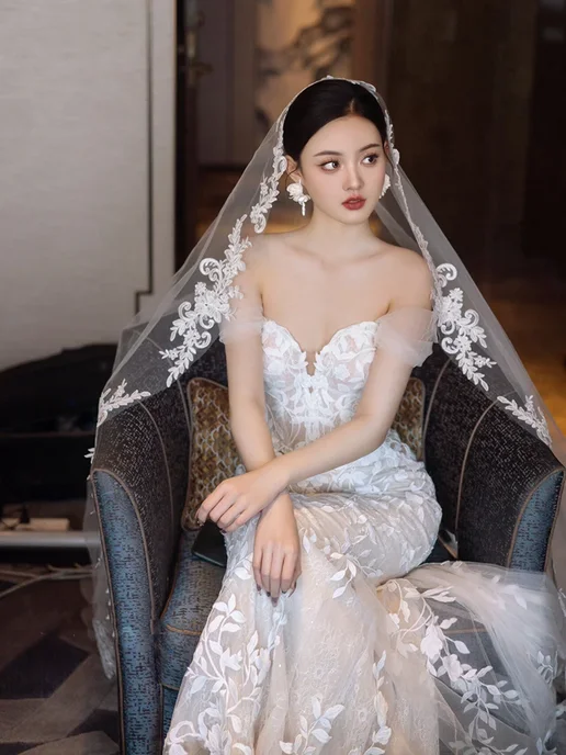 Easttg Бежевая свадебная фата, 300 см, Off White, белый, фото 6