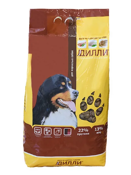 Сухой корм Диллии Рагу Брак для собак, взрослые, курица, 14 кг