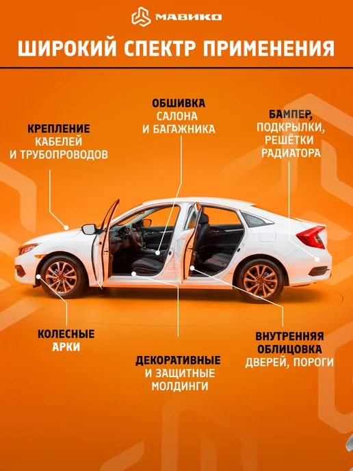 МАВИКО Клипсы автомобильные универсальные 6 видов 100 шт, 100 шт, фото 4
