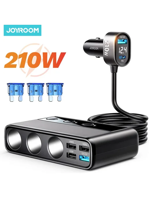 Joyroom 210 Вт 9 в 1 адаптер для автомобильного зарядного ус, 210 Вт, фото 2